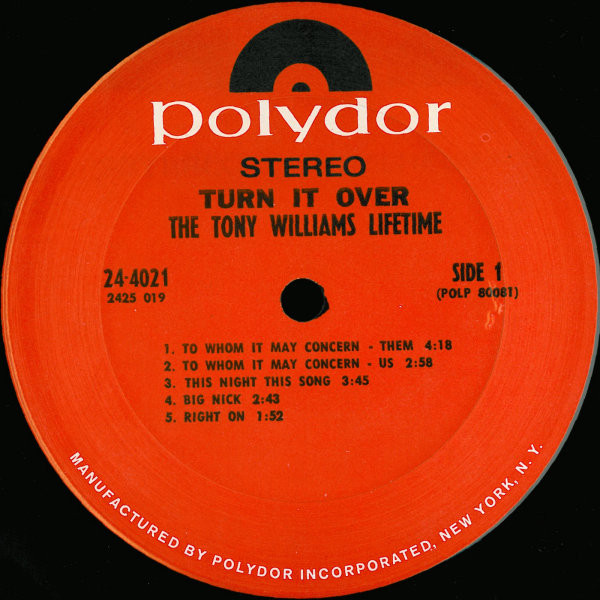 The Tony Williams Lifetime - (Turn It Over) | Polydor (24-4021) - 3 The Tony Williams Lifetime - (Turn It Over) | Polydor (24-4021) - 3