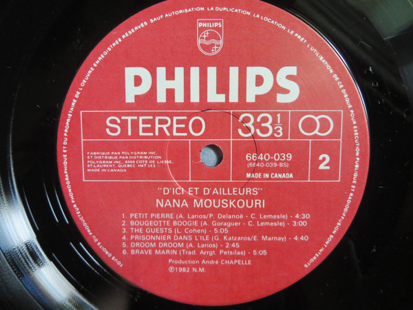 Nana Mouskouri - D' Ici Et D' Ailleurs | Philips (6640-039) - 4 Nana Mouskouri - D' Ici Et D' Ailleurs | Philips (6640-039) - 4