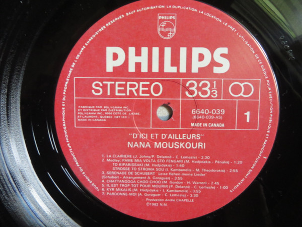 Nana Mouskouri - D' Ici Et D' Ailleurs | Philips (6640-039) - 3 Nana Mouskouri - D' Ici Et D' Ailleurs | Philips (6640-039) - 3