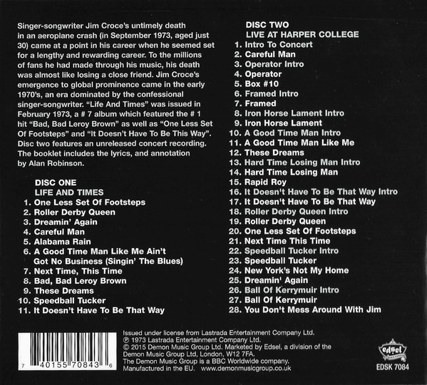 Jim Croce - Life And Times | Edsel Records (EDSK 7084) - 2 Jim Croce - Life And Times | Edsel Records (EDSK 7084) - 2