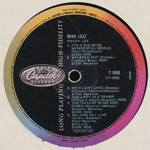 Peggy Lee - Mink Jazz | Capitol Records (T 1850) - 3 Peggy Lee - Mink Jazz | Capitol Records (T 1850) - 3