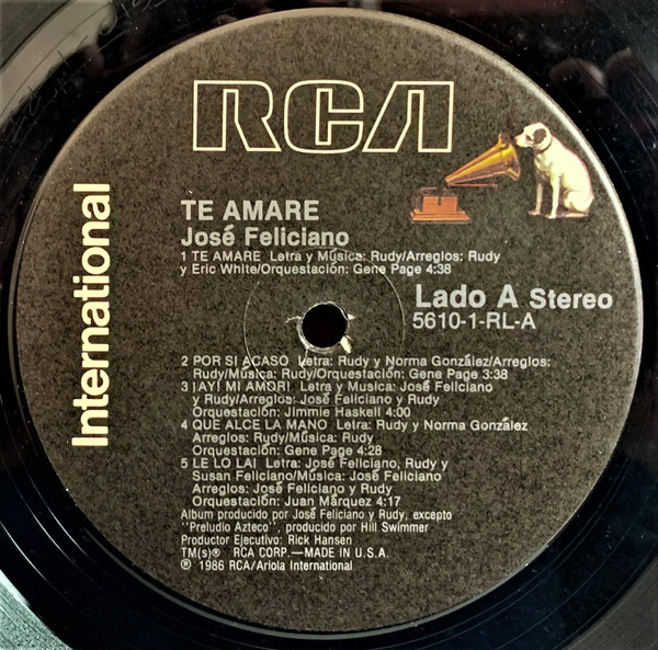 José Feliciano - Te Amare | RCA International (5610-1-RL) - 3 José Feliciano - Te Amare | RCA International (5610-1-RL) - 3