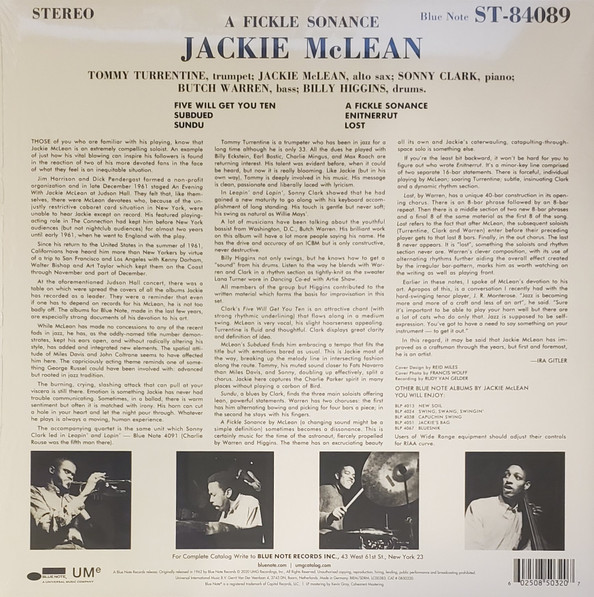 Jackie McLean - A Fickle Sonance | Blue Note (0850320) - 2
