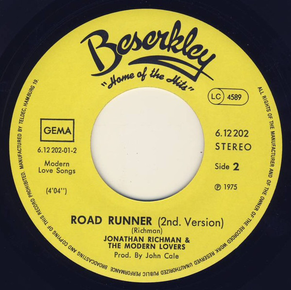 Jonathan Richman & The Modern Lovers - Road Runner | Beserkley (6.12202) - 3
