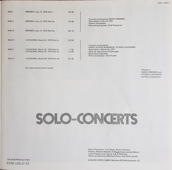 Keith Jarrett - Solo Concerts: Bremen / Lausanne | ECM Records (50MJ 3445/7) - 4 Keith Jarrett - Solo Concerts: Bremen / Lausanne | ECM Records (50MJ 3445/7) - 4