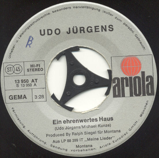 Udo Jürgens - Ein Ehrenwertes Haus | Ariola (13 950 AT) - 3
