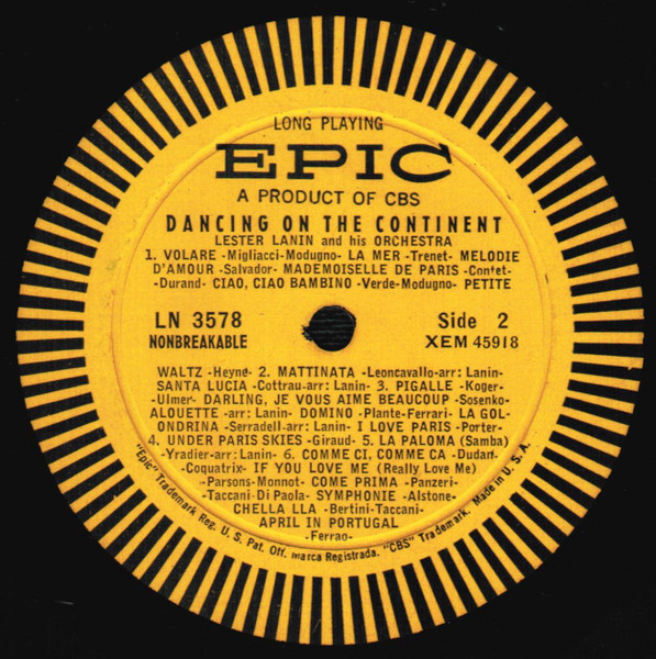 Lester Lanin And His Orchestra - Dancing On The Continent | Epic (LN 3578) - 4 Lester Lanin And His Orchestra - Dancing On The Continent | Epic (LN 3578) - 4