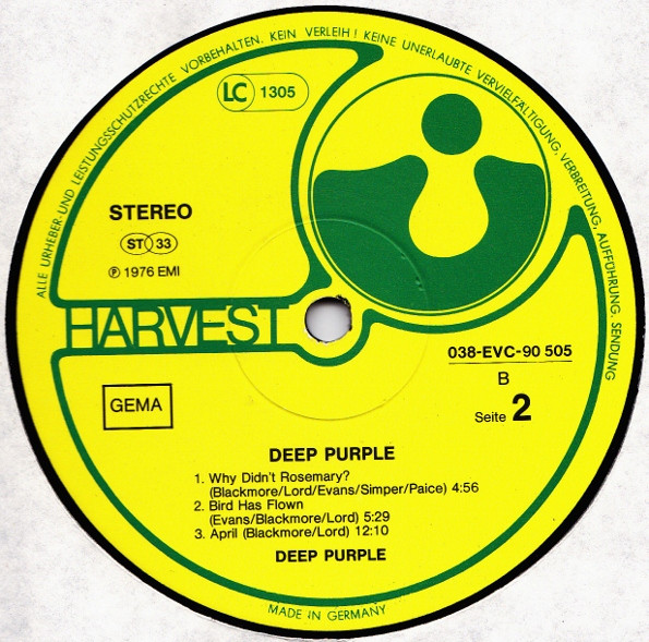 Deep Purple - Deep Purple | Harvest (038-EVC 90 505) - 4 Deep Purple - Deep Purple | Harvest (038-EVC 90 505) - 4
