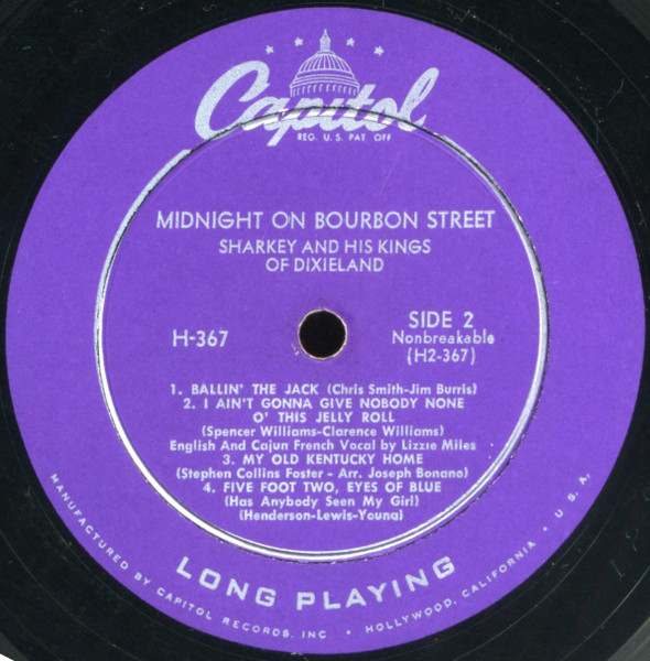 Sharkey And His Kings Of Dixieland - Midnight On Bourbon Street | Capitol Records (H-367) - 4 Sharkey And His Kings Of Dixieland - Midnight On Bourbon Street | Capitol Records (H-367) - 4