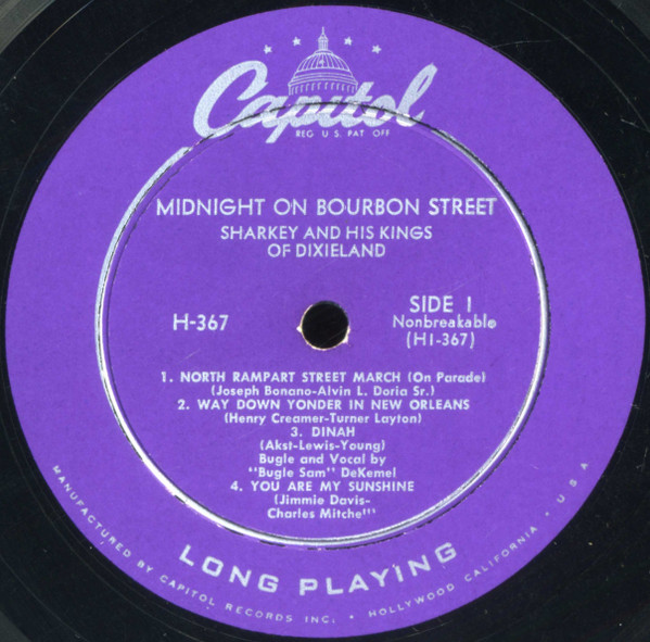 Sharkey And His Kings Of Dixieland - Midnight On Bourbon Street | Capitol Records (H-367) - 3 Sharkey And His Kings Of Dixieland - Midnight On Bourbon Street | Capitol Records (H-367) - 3