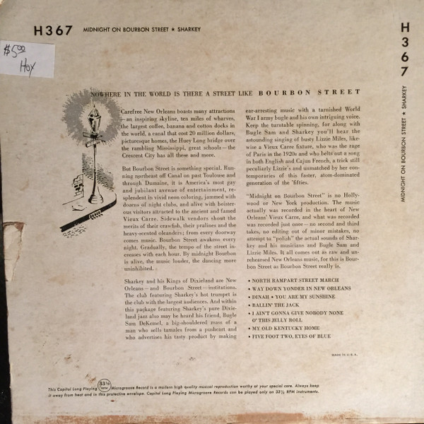Sharkey And His Kings Of Dixieland - Midnight On Bourbon Street | Capitol Records (H-367) - 2 Sharkey And His Kings Of Dixieland - Midnight On Bourbon Street | Capitol Records (H-367) - 2