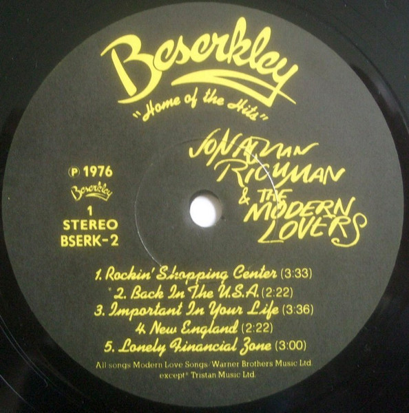 Jonathan Richman & The Modern Lovers - Jonathan Richman & The Modern Lovers | Beserkley (BSERK 2) - 2 Jonathan Richman & The Modern Lovers - Jonathan Richman & The Modern Lovers | Beserkley (BSERK 2) - 2