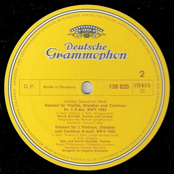 Johann Sebastian Bach , David Oistrach , Igor Oistrach - Violinkonzert In A-moll Und E-dur / Konzert Für Zwei Violinen In D-moll | Deutsche Grammophon (138 820 SLPM) - 3