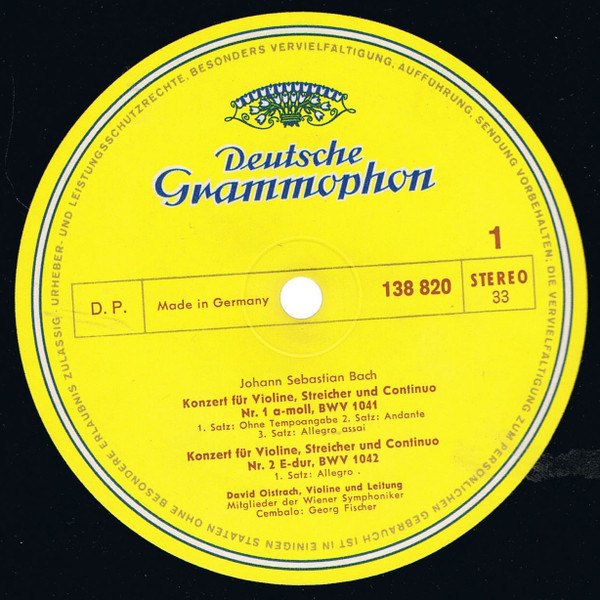 Johann Sebastian Bach , David Oistrach , Igor Oistrach - Violinkonzert In A-moll Und E-dur / Konzert Für Zwei Violinen In D-moll | Deutsche Grammophon (138 820 SLPM) - 2