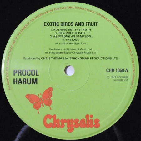 Procol Harum - Exotic Birds And Fruit | Chrysalis (CHR 1058) - 3 Procol Harum - Exotic Birds And Fruit | Chrysalis (CHR 1058) - 3