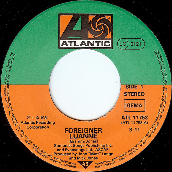 Foreigner - Luanne | Atlantic (ATL 11 753) - 3