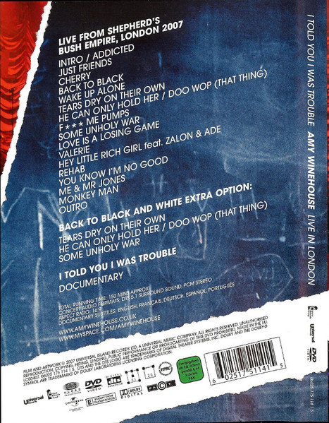 Amy Winehouse - I Told You I Was Trouble - Live In London | Island Records Group (06025 175 114 1 5) - 2
