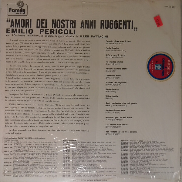 Emilio Pericoli - Amori Dei Nostri Anni Ruggenti | Family Records (SFR-RI 622) - 2