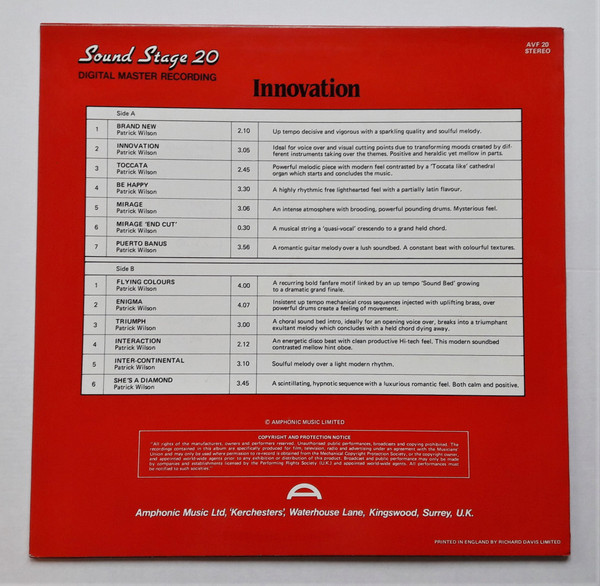Patrick Wilson - Sound Stage 20 - Innovation | Amphonic Music Ltd. (AVF 20) - 2