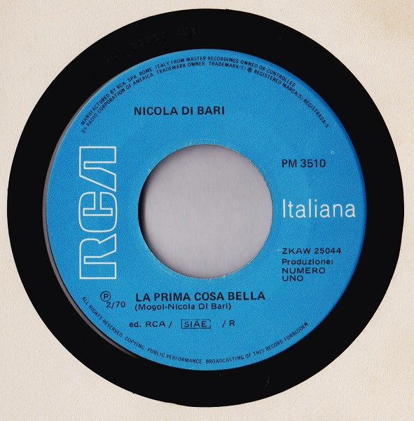 Nicola Di Bari - La Prima Cosa Bella | RCA Italiana (PM 3510) - 3