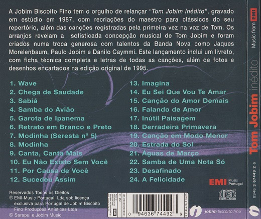 Antonio Carlos Jobim - Tom Jobim Inédito | EMI Music Portugal (0946 3 67449 2 6) - 2