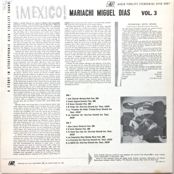 Mariachi Miguel Diaz - ¡Mexico! | Audio Fidelity (AFSD 5957) - 2 Mariachi Miguel Diaz - ¡Mexico! | Audio Fidelity (AFSD 5957) - 2