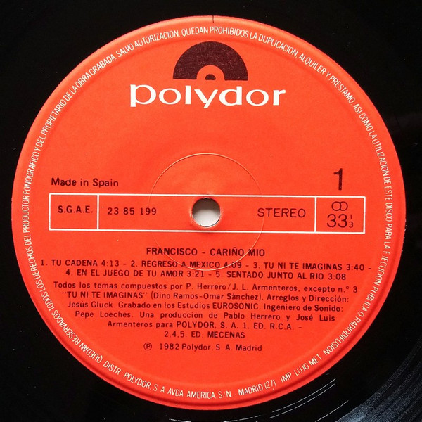Francisco - Cariño Mio | Polydor (23 85 199) - 3