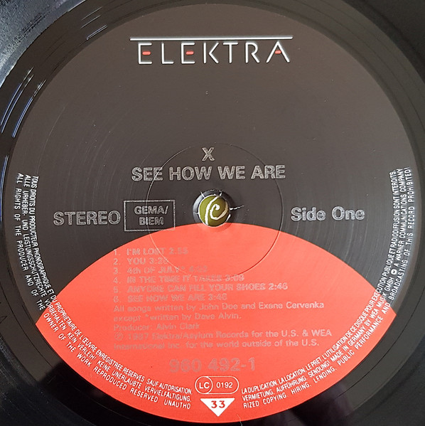 X - See How We Are | Elektra (960 492-1) - 3
