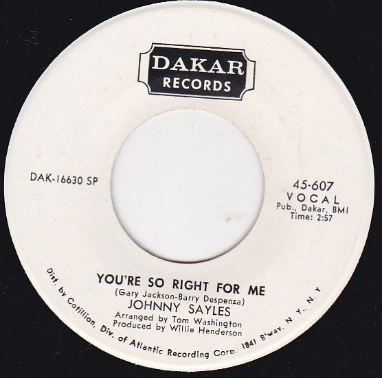 Johnny Sayles - Somebody's Changing (My Sweet Baby's Mind) | Dakar Records (45-607) - 2 Johnny Sayles - Somebody's Changing (My Sweet Baby's Mind) | Dakar Records (45-607) - 2