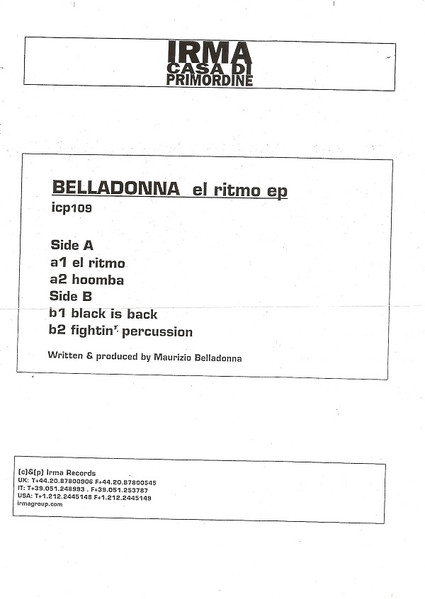 Maurizio Belladonna - El Ritmo EP | Irma CasaDiPrimordine (ICP 109) - main