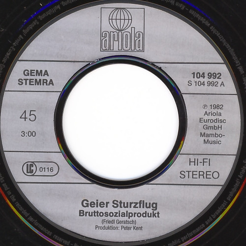Geier Sturzflug - Bruttosozialprodukt | Ariola (104 992) - 3