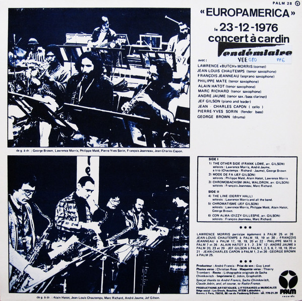 Butch Morris / Jean-Louis Chautemps / François Jeanneau / André Jaume / Philippe Maté / Alain Hatot / Marc Richard / Jean-Charles Capon / Jef Gilson / Pierre-Yves Sorin / George Brown - Europamerica | Palm (PALM 28) - 2
