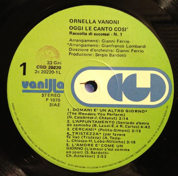 Ornella Vanoni - "Oggi Le Canto Così" N.1 - Raccolta Di Successi | CGD (CGD 20220) - 3