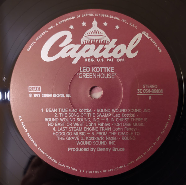 Leo Kottke - Greenhouse | Capitol Records (3C 054-86404) - 3 Leo Kottke - Greenhouse | Capitol Records (3C 054-86404) - 3