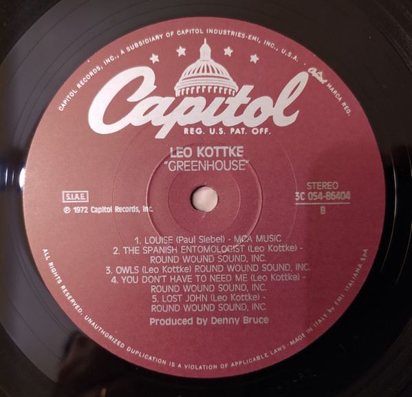 Leo Kottke - Greenhouse | Capitol Records (3C 054-86404) - 4 Leo Kottke - Greenhouse | Capitol Records (3C 054-86404) - 4