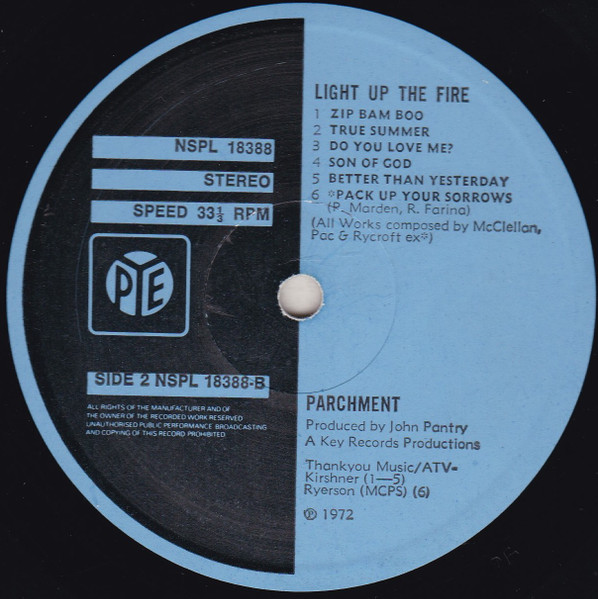 Parchment - Light Up The Fire | Pye Records (NSPL 18388) - 4 Parchment - Light Up The Fire | Pye Records (NSPL 18388) - 4