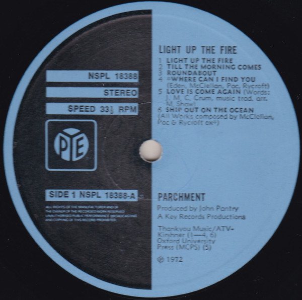Parchment - Light Up The Fire | Pye Records (NSPL 18388) - 3 Parchment - Light Up The Fire | Pye Records (NSPL 18388) - 3