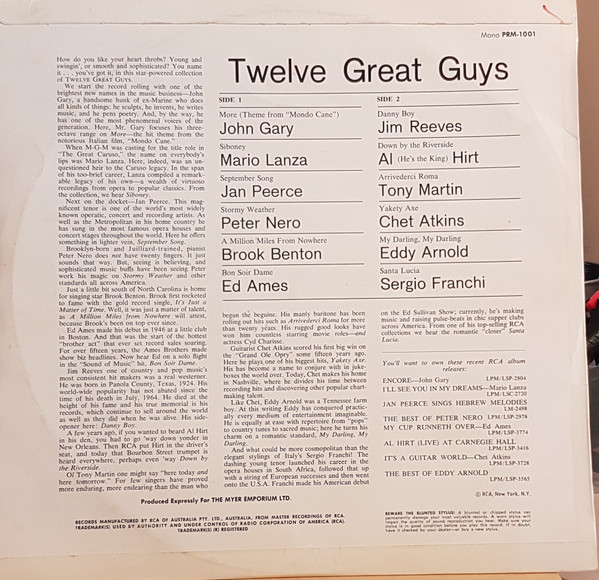 Various - 12 Great Guys | RCA Custom (PRM-1001) - 2
