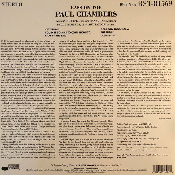 Paul Chambers Quartet - Bass On Top | Blue Note (B0032259-01) - 4