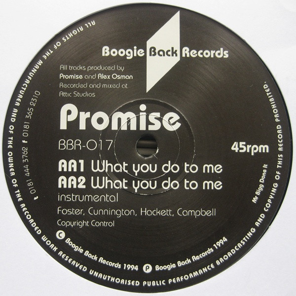 Promise - Love Endeavours / What You Do To Me | Boogie Back Records (BBR-017)