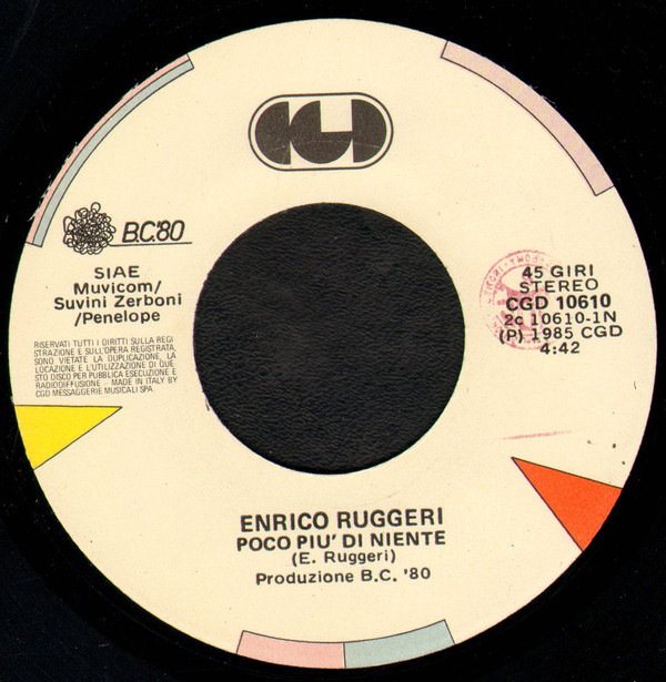 Enrico Ruggeri - Poco Più Di Niente | CGD (CGD 10610) - 4