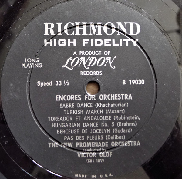 London Symphony Orchestra , Clemens Krauss / The New Promenade Orchestra , Victor Olof - Encores For Orchestra | Richmond (B 19030) - 4