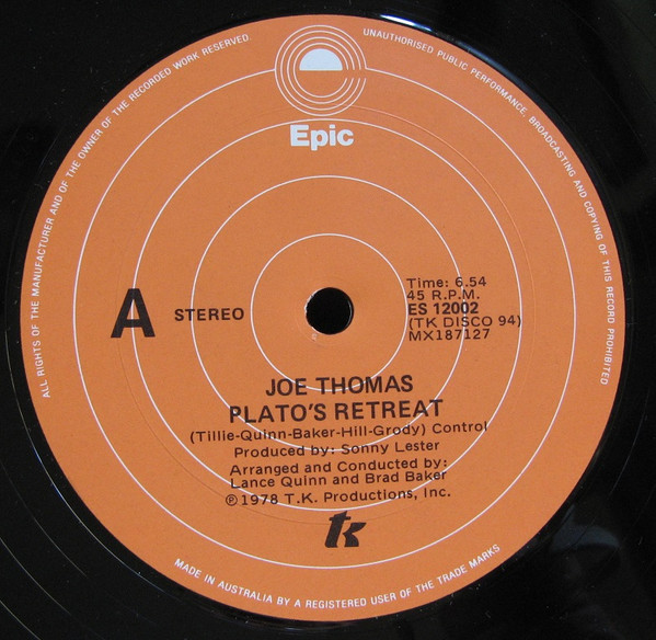 Joe Thomas - Plato's Retreat / A Place In Space | Epic (ES 12002) - main Joe Thomas - Plato's Retreat / A Place In Space | Epic (ES 12002) - main