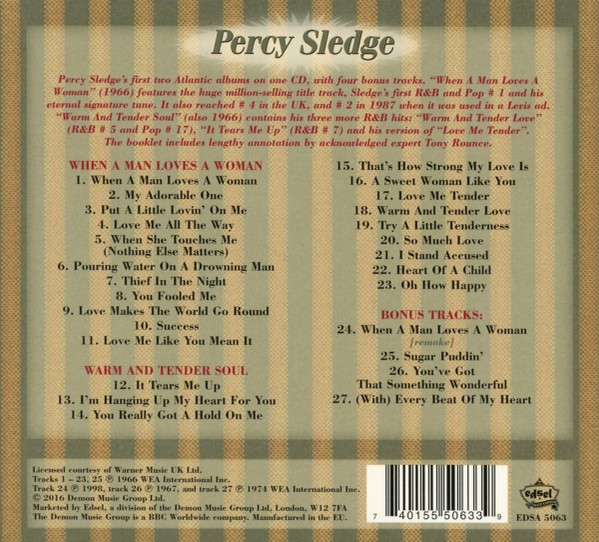 Percy Sledge - When A Man Loves A Woman + Warm And Tender Soul | Edsel Records (EDSA 5063) - 2 Percy Sledge - When A Man Loves A Woman + Warm And Tender Soul | Edsel Records (EDSA 5063) - 2