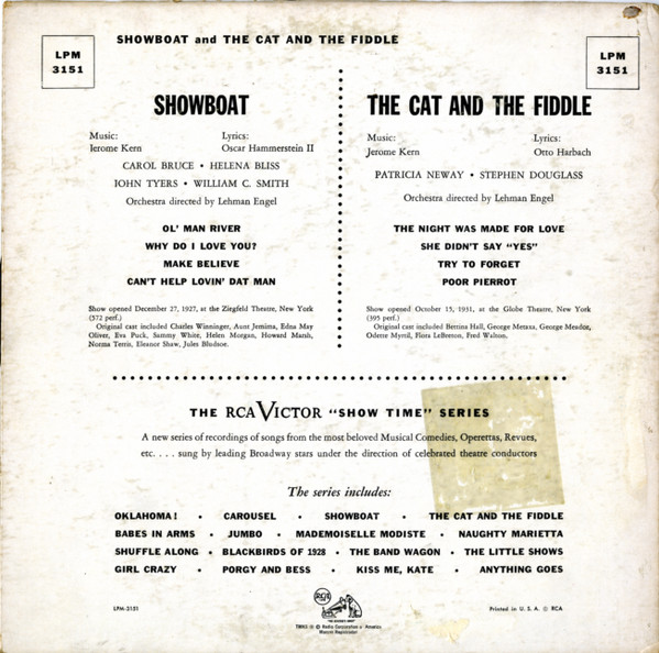 Jerome Kern , Oscar Hammerstein II , Otto Harbach - Showboat and The Cat And The Fiddle | RCA Victor (LPM 3151) - 2 Jerome Kern , Oscar Hammerstein II , Otto Harbach - Showboat and The Cat And The Fiddle | RCA Victor (LPM 3151) - 2
