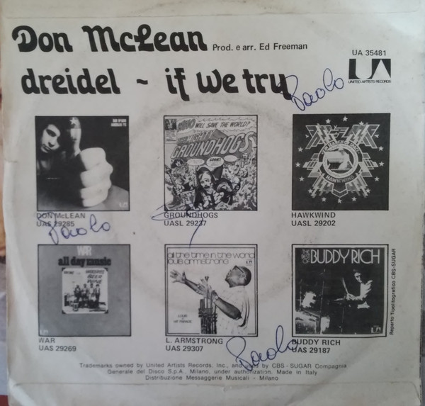 Don McLean - Dreidel / If We Try | United Artists Records (UA 35481) - 2