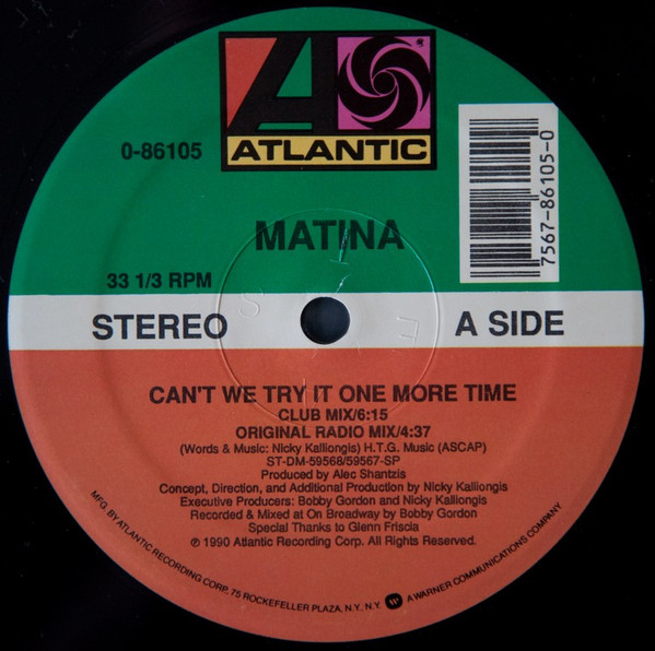 Matina - Can't We Try It One More Time | Atlantic (0-86105) - 3