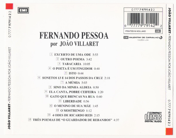 João Villaret - Fernando Pessoa Por Joao Villaret | Emi (0 777 7 97914 2 2) - 4