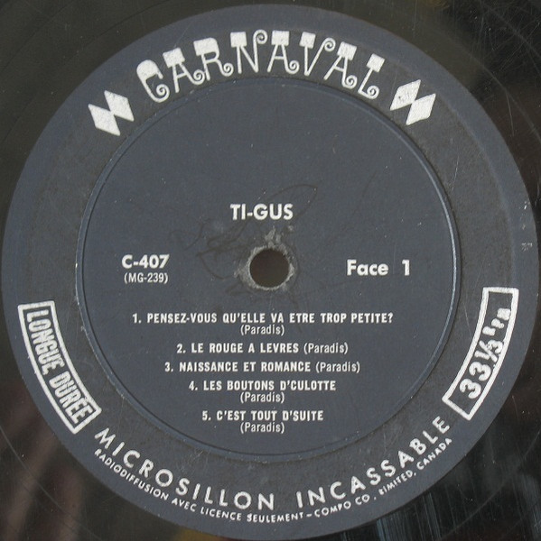 Ti-Gus - On Chante Et On Rit [Vinyl] | Carnaval (C-407) - 3