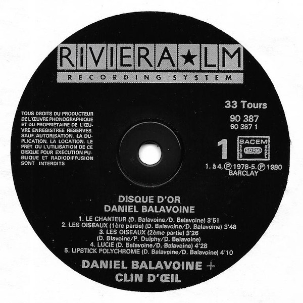 Daniel Balavoine - Le Disque D'Or | Barclay (90.387) - 3 Daniel Balavoine - Le Disque D'Or | Barclay (90.387) - 3